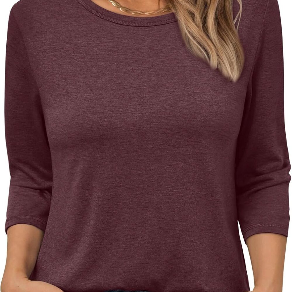 Womens Tops 3/4 Length Long Sleeve Shirts Fall Clothes Business Casual Dressy Bl